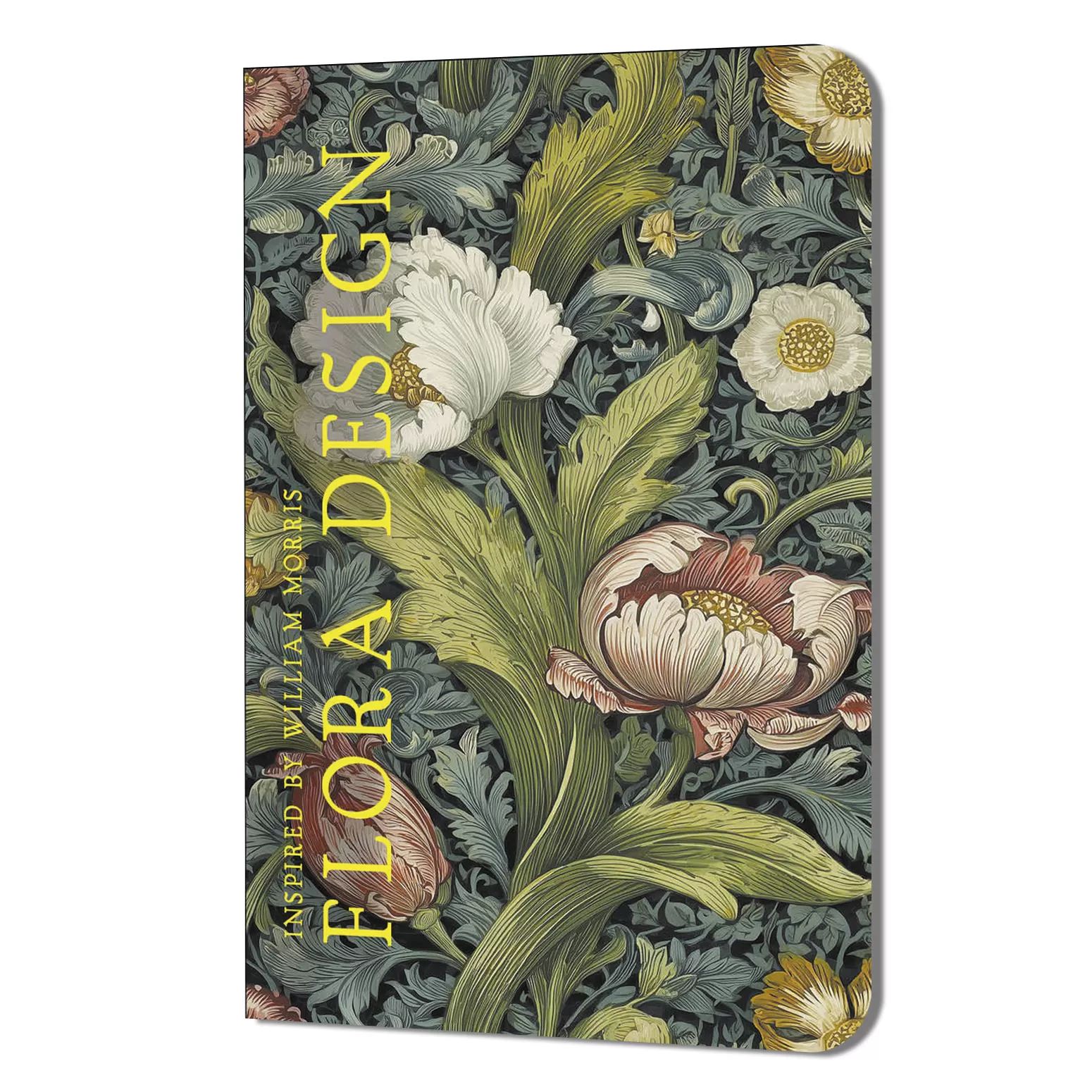 Записная книжка А5  32л. картон, скоба "FLORA DESIGN. Inspired by William Morris. Белые и розовые цв