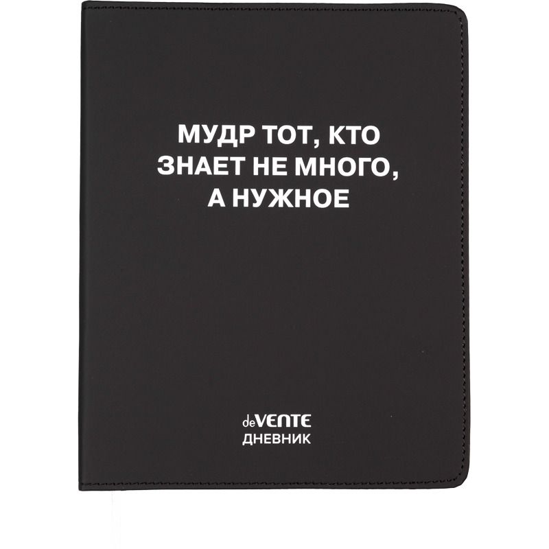 Дневник универсальн. обл. кожзам, интегр. "Мудр тот, кто знает не много", шелкография, 48л, ляссе