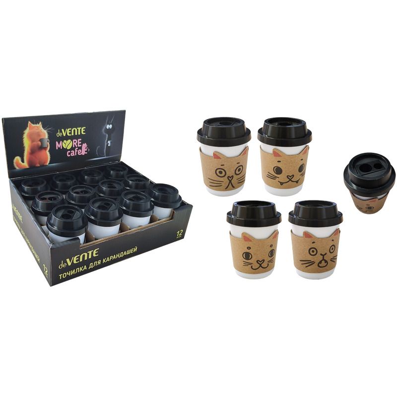 Точилка пласт. 2 отв. с контейнером "MooreCafe" ассорти