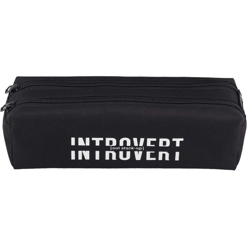 Пенал-косметичка (210*60*60) молния, ткань "Introvert", 2отд., на 40пр.,черный