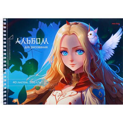 Альбом А4 40л гребень "Девушка с птичкой" пл. 100гр/м