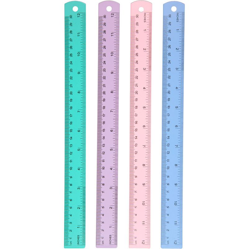 Линейка алюминиевая 30см Pastel с двусторонней шкалой, 4цвета