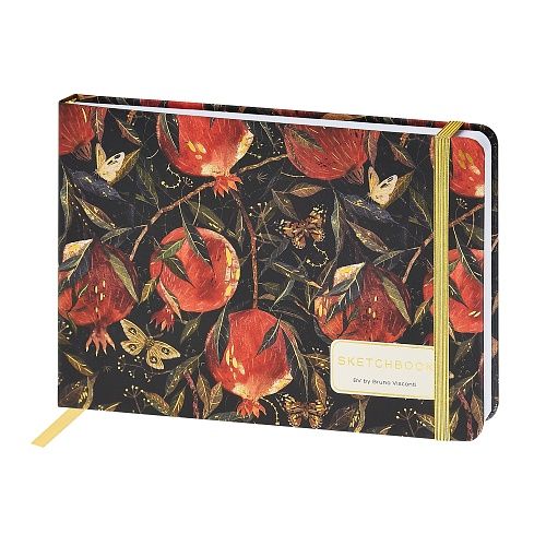 Скетчбук А5  40л., сшивка, 150гр/м2 "Флора. Гранат" тв.пер., резинка