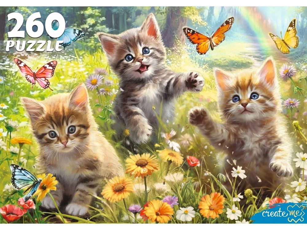 Пазлы  260 элемента  "Котята на лугу"
