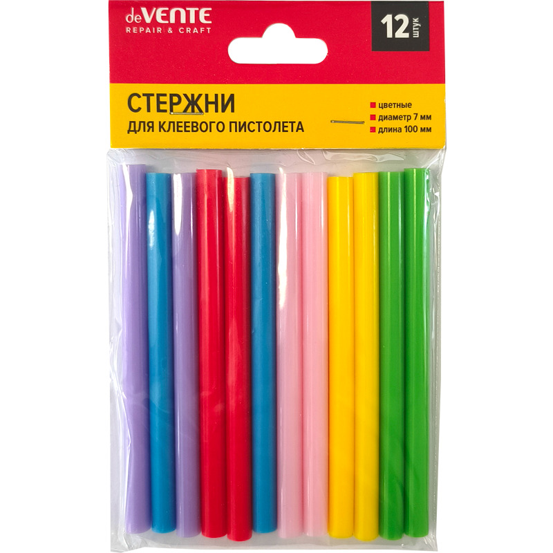 Клей для клеевого пистолета  7мм, 10см, 12 шт. цветные