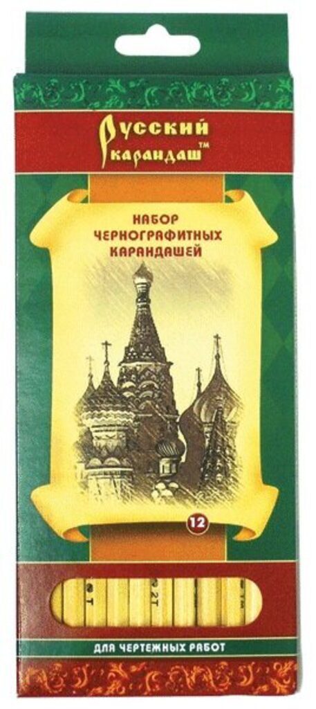 Набор карандашей Русский карандаш 12шт шестигр. корп. натур. заточ. 6,4*175 карт/уп