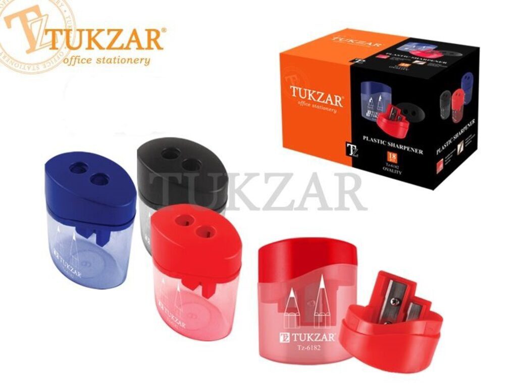 Точилка пласт. с контейнером  2 отв. ОВАЛЬНАЯ, одноцвет.