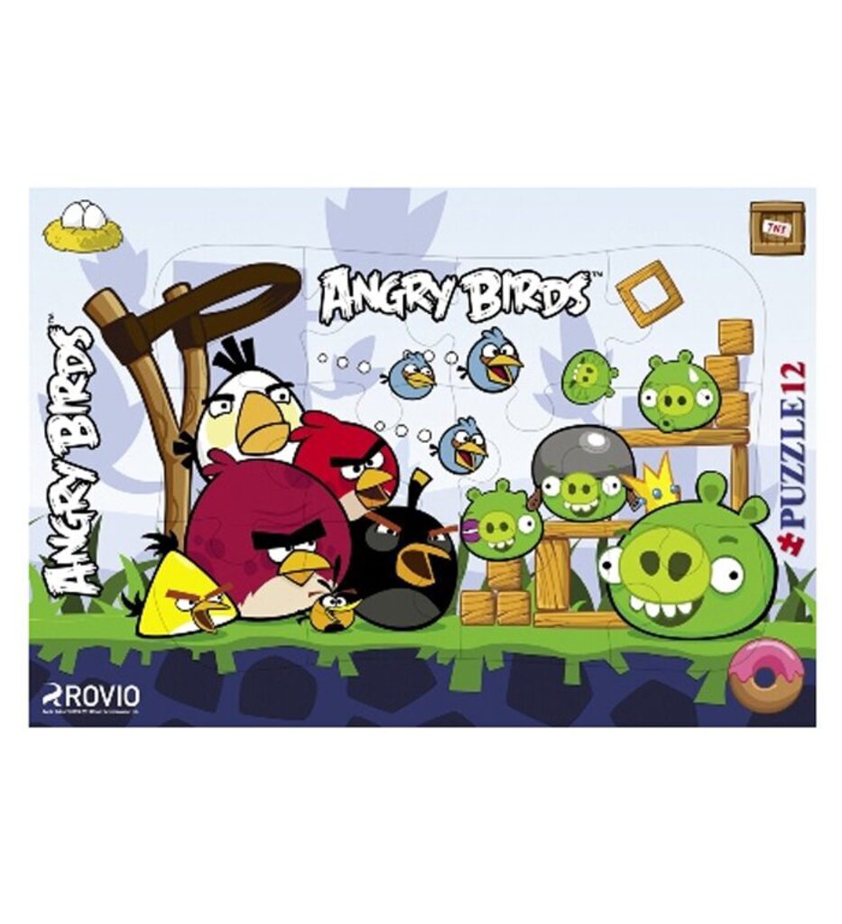 Пазлы 210*297мм  12 элементов "ANGRY BIRDS" в рамке