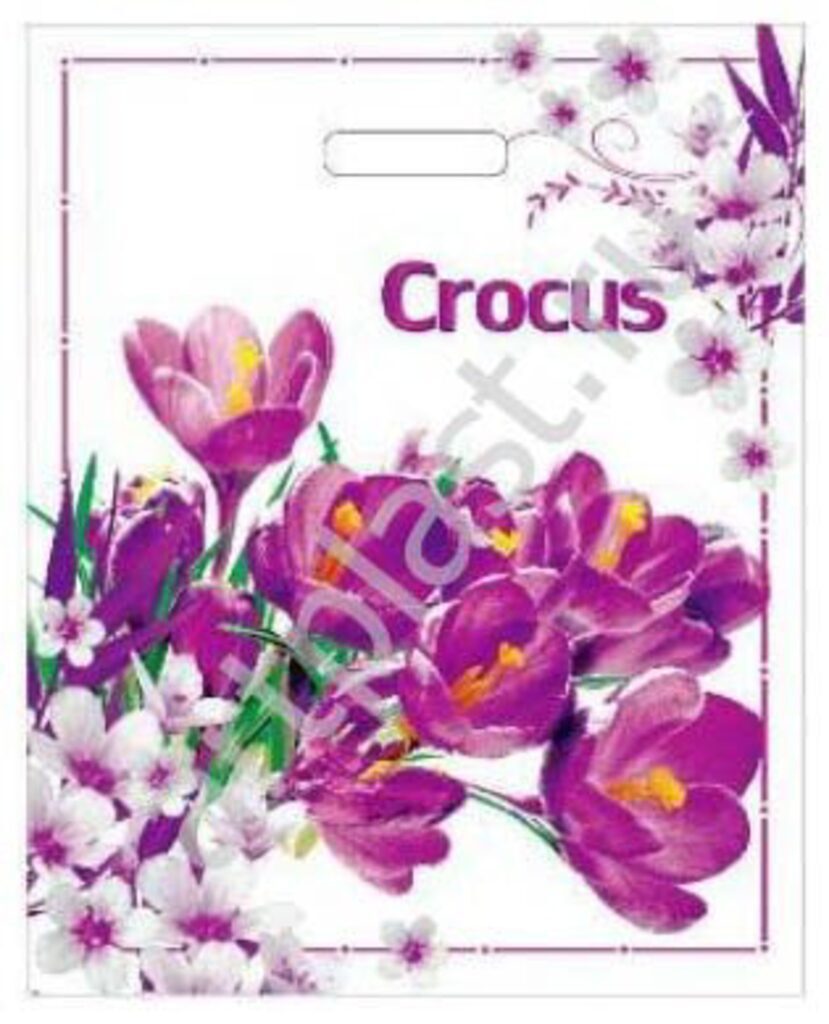 Пакет с вырубной усил. ручкой 38х45+4 (45мк) Crocus