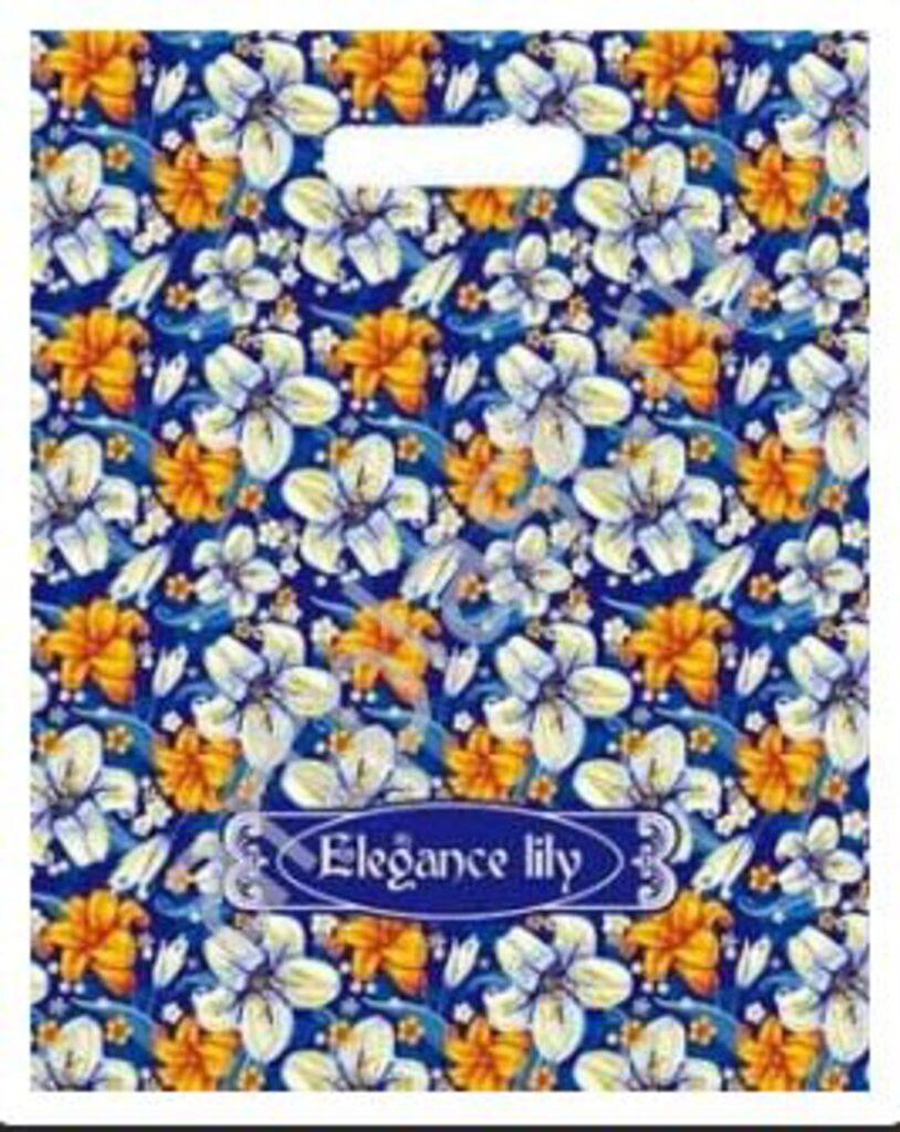 Пакет с вырубной усил. ручкой 38х47+3 (60мк) ламинация Elegance lily