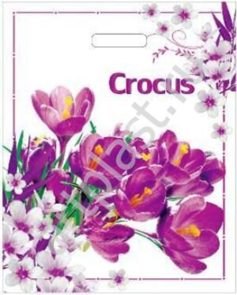 Пакет с вырубной усил. ручкой 36х45+4 (45мк) Crocus