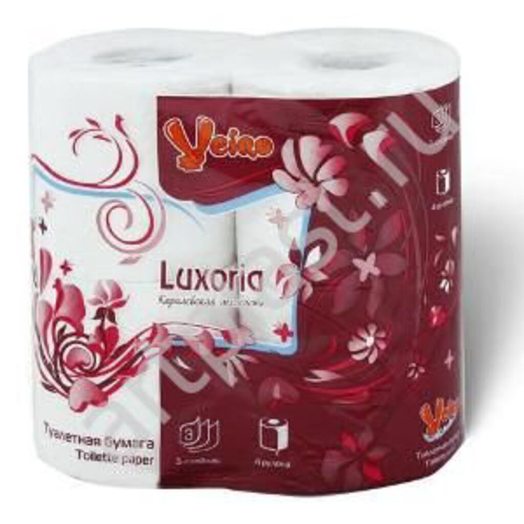 Бумага туалетная 3 сл, 4 рул. "Viera Luxoria" белая, 19м.