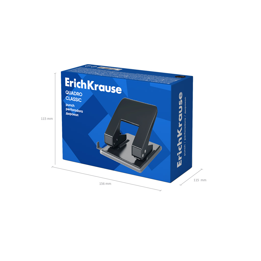 Дырокол ErichKrause Quadro Classic до 40 листов, черный (в коробке по 1 шт.)