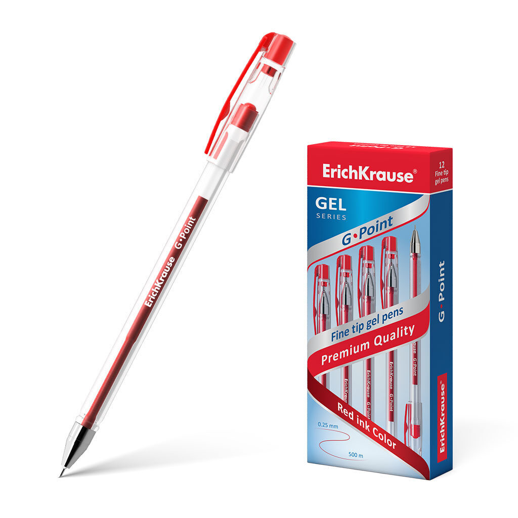 Ручка гелевая EK G-POINT красная, 0,38мм, игольч.наконеч.
