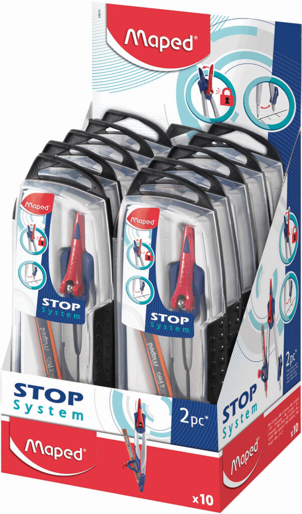 Циркуль металл. MAPED "Stop sistem", козья ножка (карандаш в комплекте)