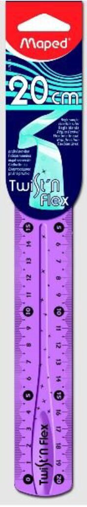 Линейка 20 см, цв.тонир, гибкая, неломающаяся, с двойной градуировкой