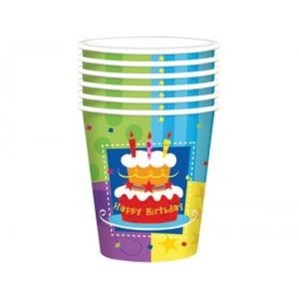 Стакан бум. "Торт Birthday" 190 мл, 6 шт.
