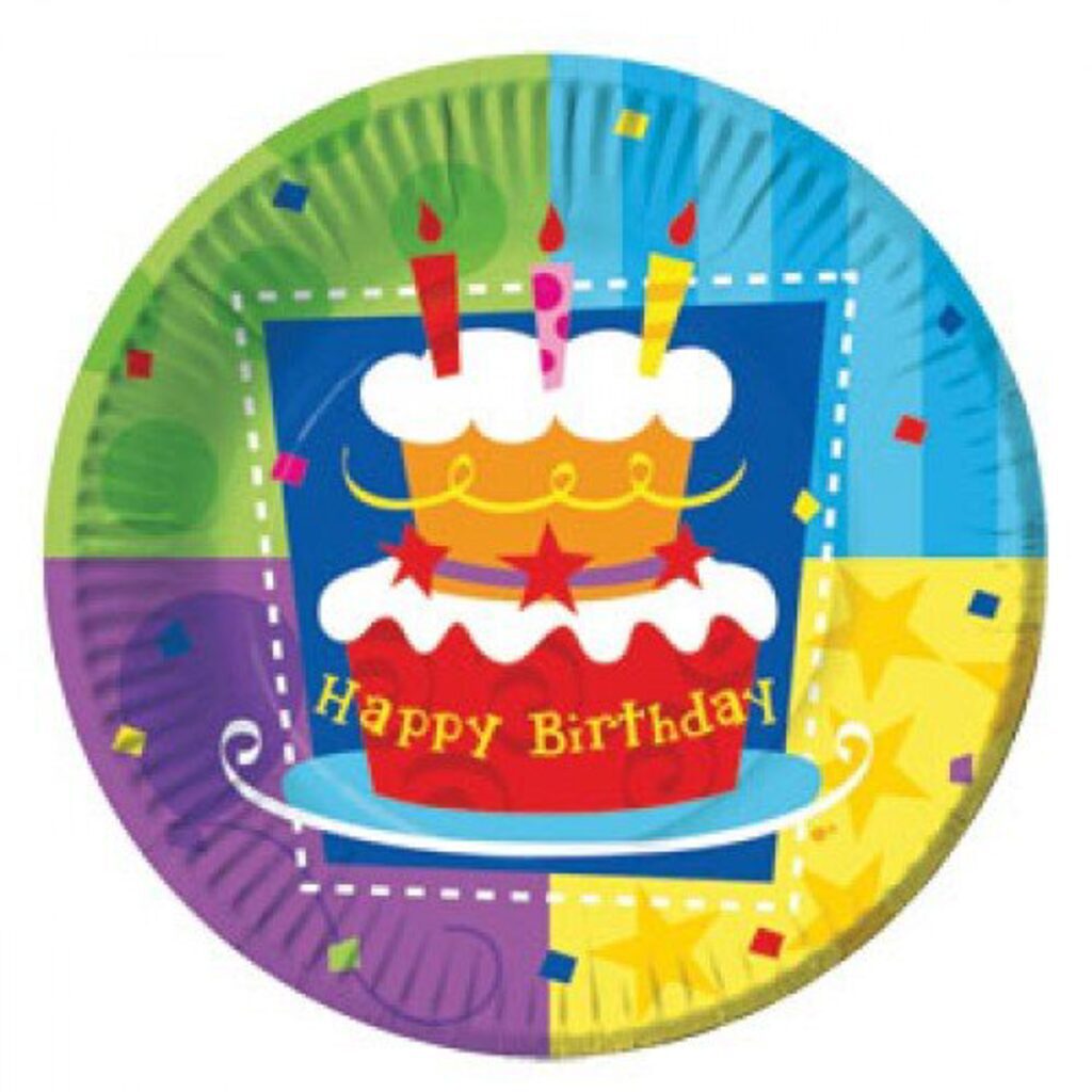 Тарелка бум. "Торт Birthday" 17 см, 6 шт.