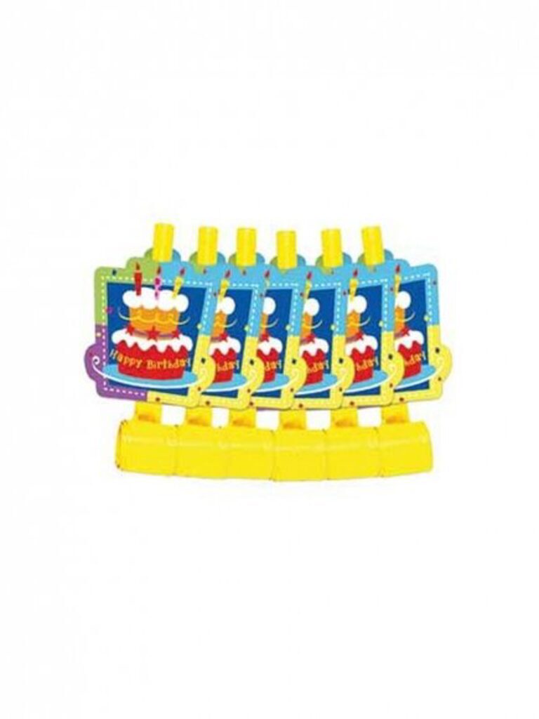 Язык-гудок "Торт Birthday" 6 шт.