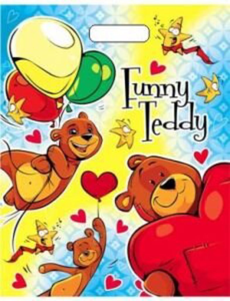 Пакет с вырубной усил. ручкой 38х47+3 (60мк) Funny Teddy, ламинация