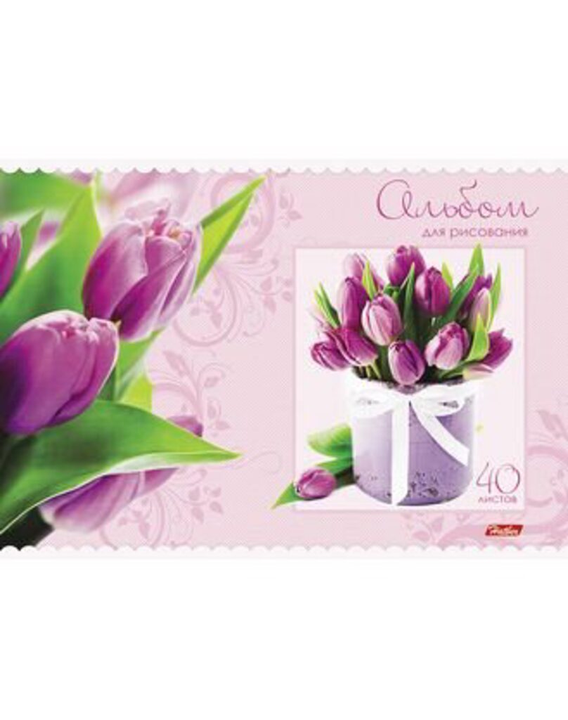 Альбом А4 40л  скрепка "Нежные букеты"  пл. 100 гр/м
