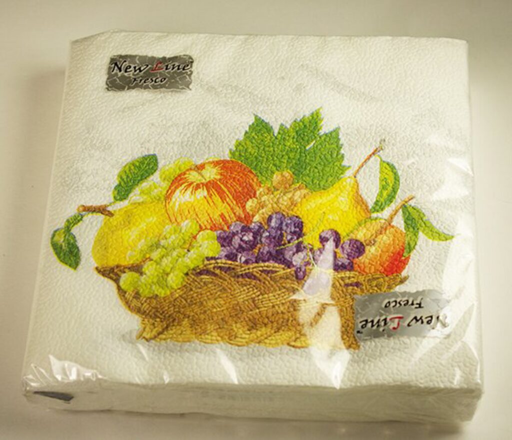 Салфетки бум. 33*33см, 20 л., 2-слойные, Корзина с фруктами