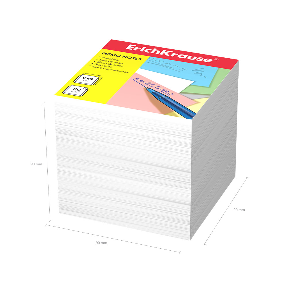 Бумага для заметок ErichKrause, 90x90x90 мм, белый