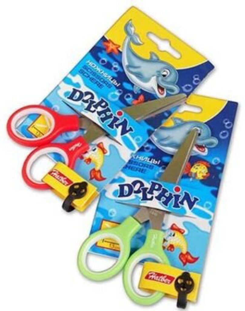 Ножницы детские HATBER 13,5см, с резинов.вставками