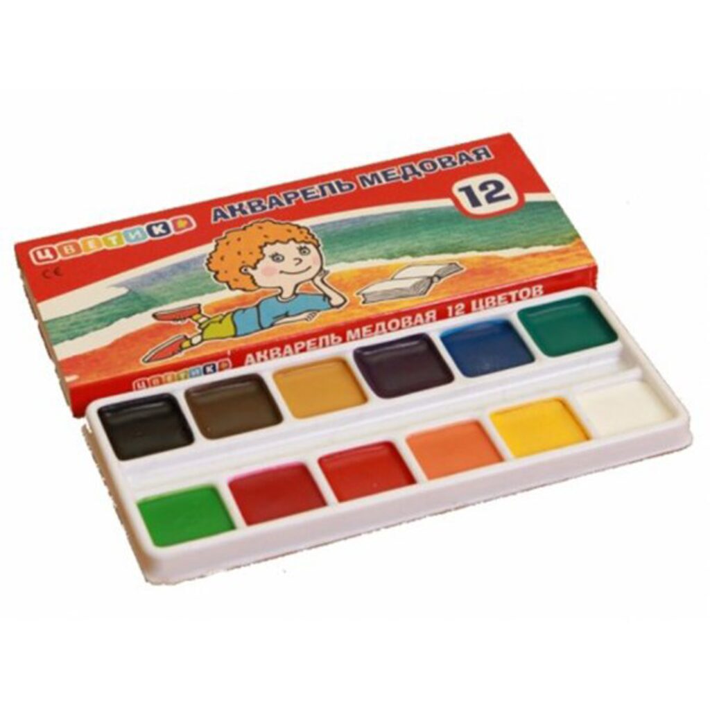 Акварельные краски 12цв. Цветик, к/к, б/к