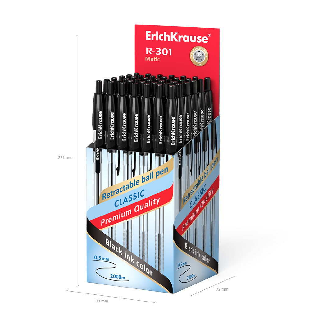 Ручка шариковая автоматическая ErichKrause R-301 Matic Classic 1.0, цвет чернил черный (в коробке по 50 шт.)