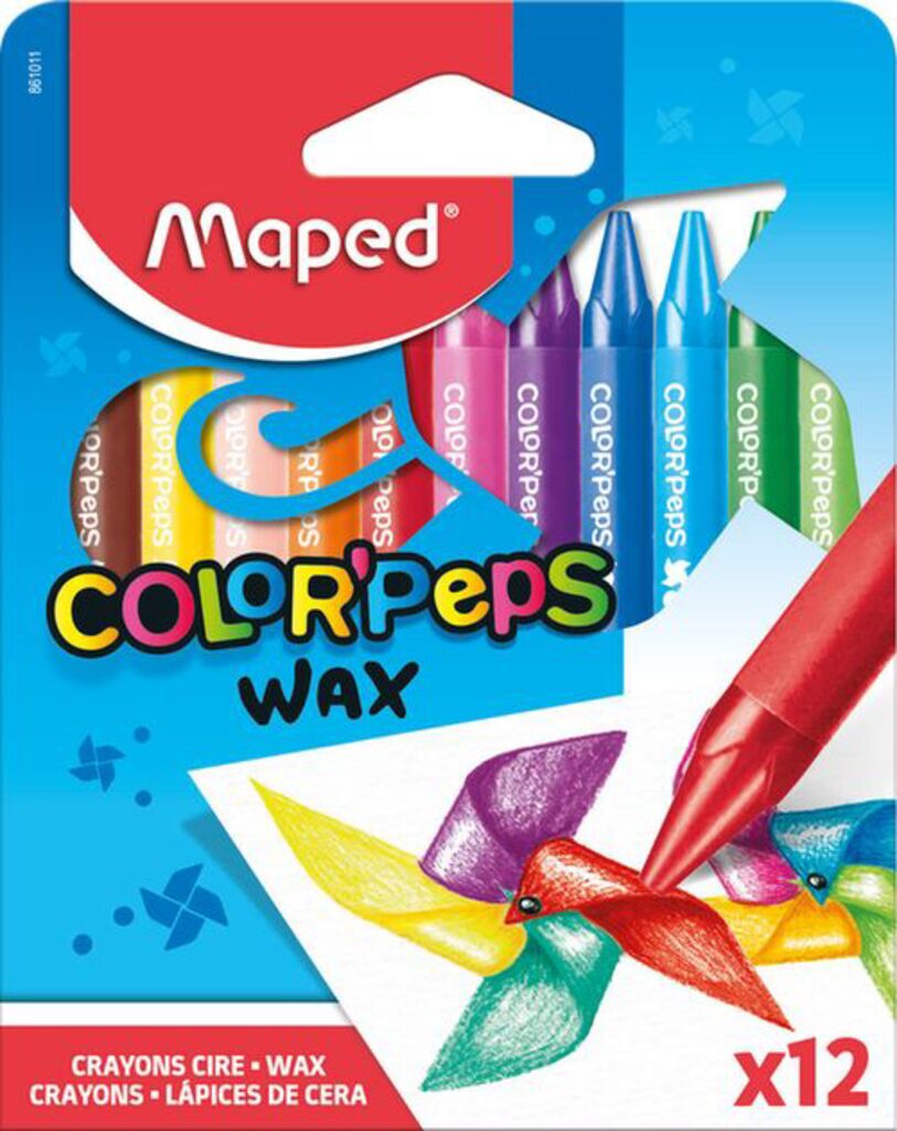Мелки восковые MAPED COLOR'PEPS WAX 12 цв. треуг.форма, карт.упак