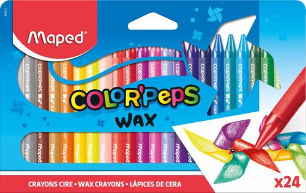 Мелки восковые MAPED COLOR'PEPS WAX 24 цв. треуг.форма, карт.упак