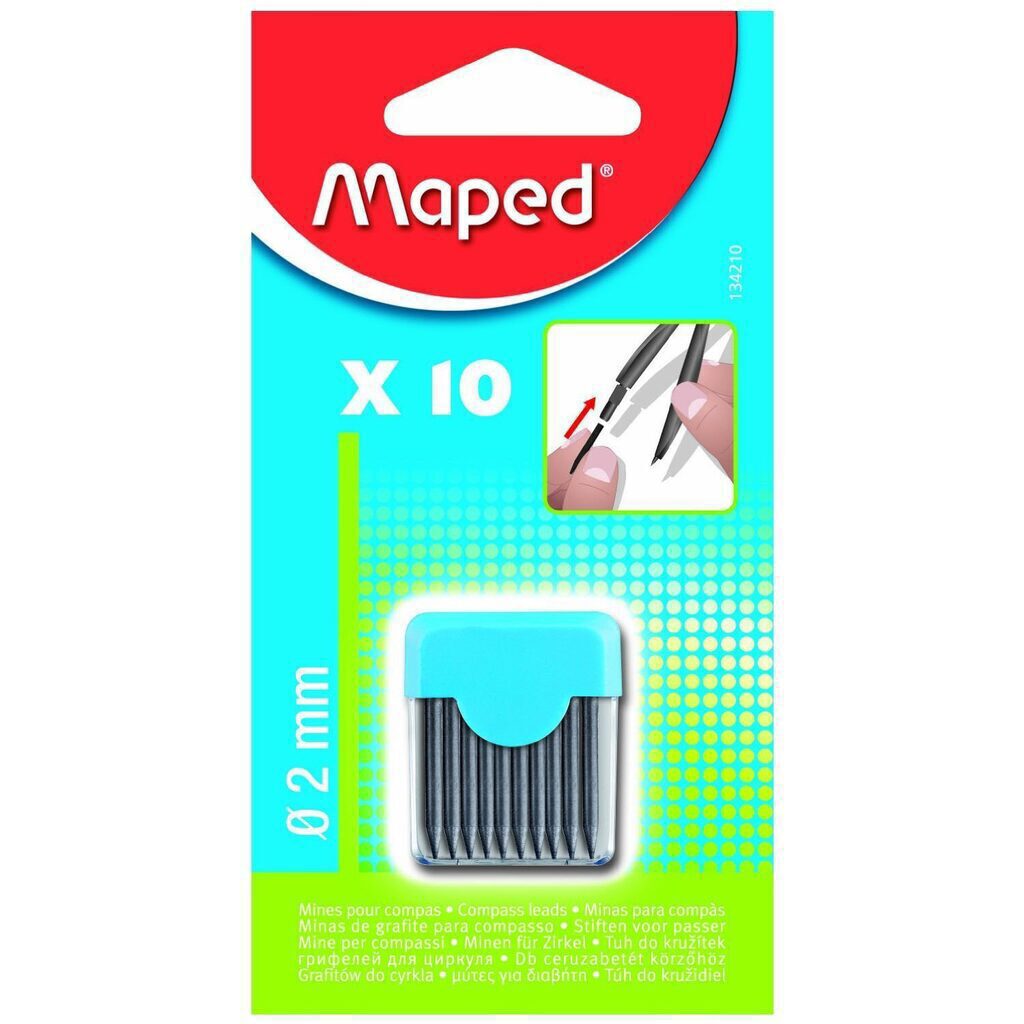 Зап. грифели для циркуля в пенале (1*10 шт) блистер