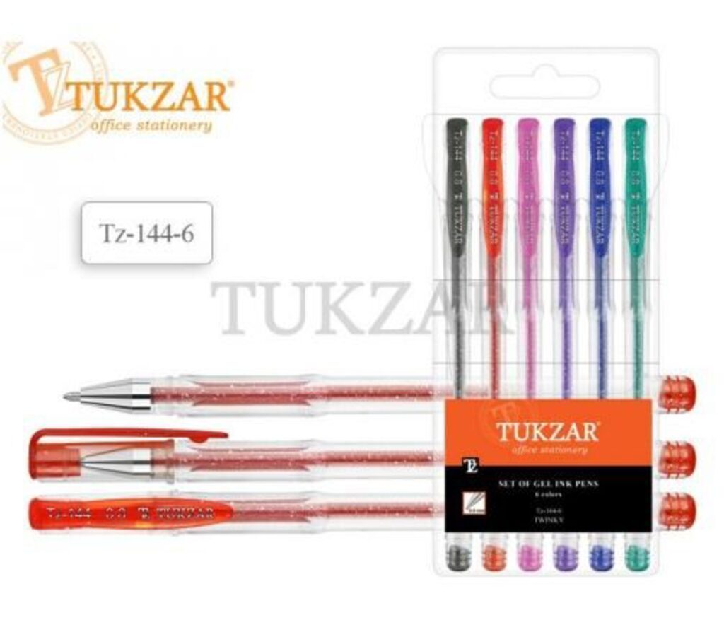 Набор гелевых ручек TUKZAR  6 цв. с блёстками, металлик