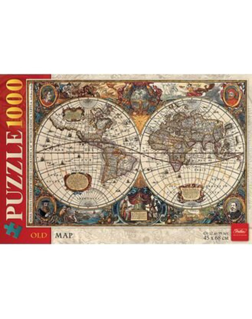 Пазлы 450*680мм. 1000 элементов "Старинная карта мира"