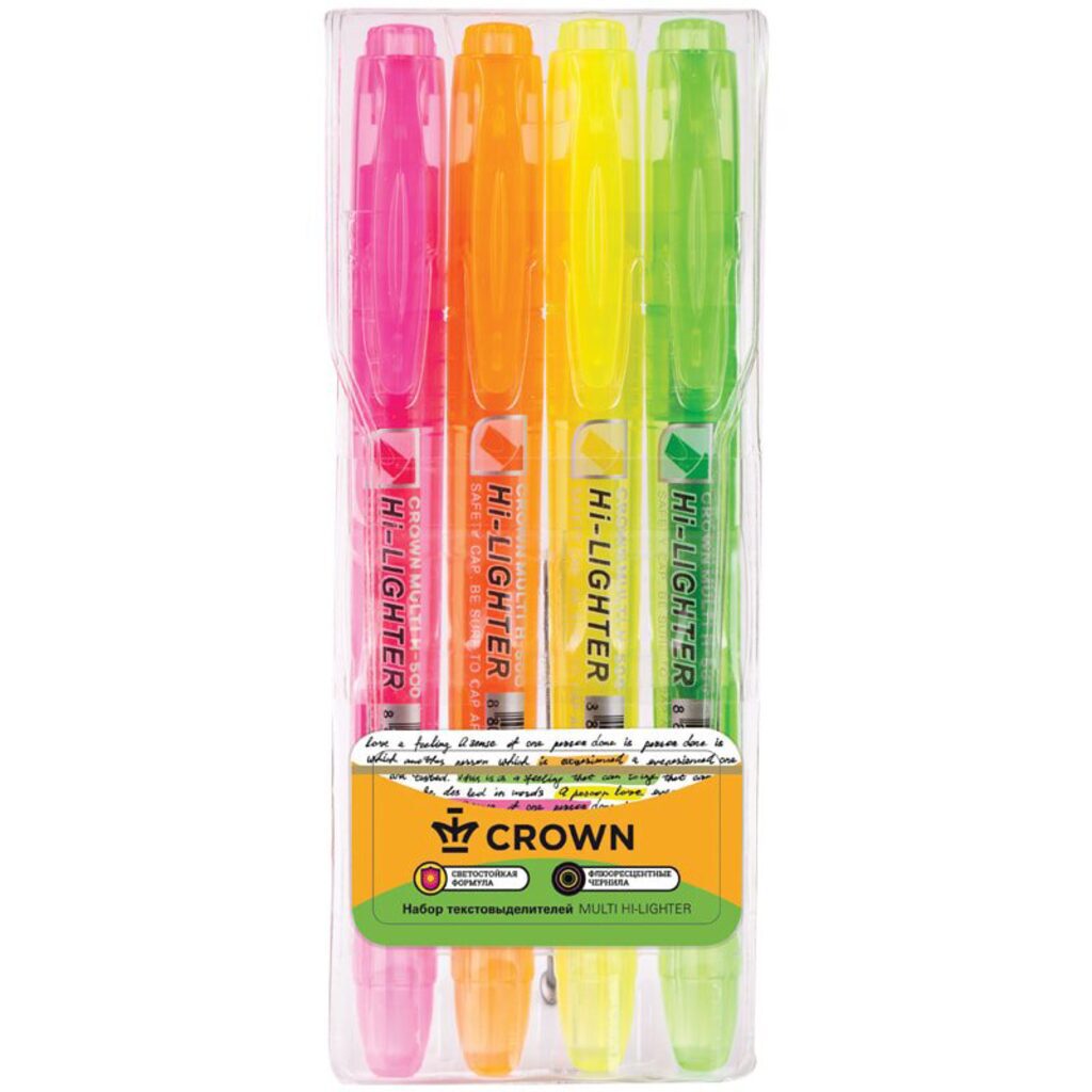 Набор текстовыделителей CROWN 4 цв.
