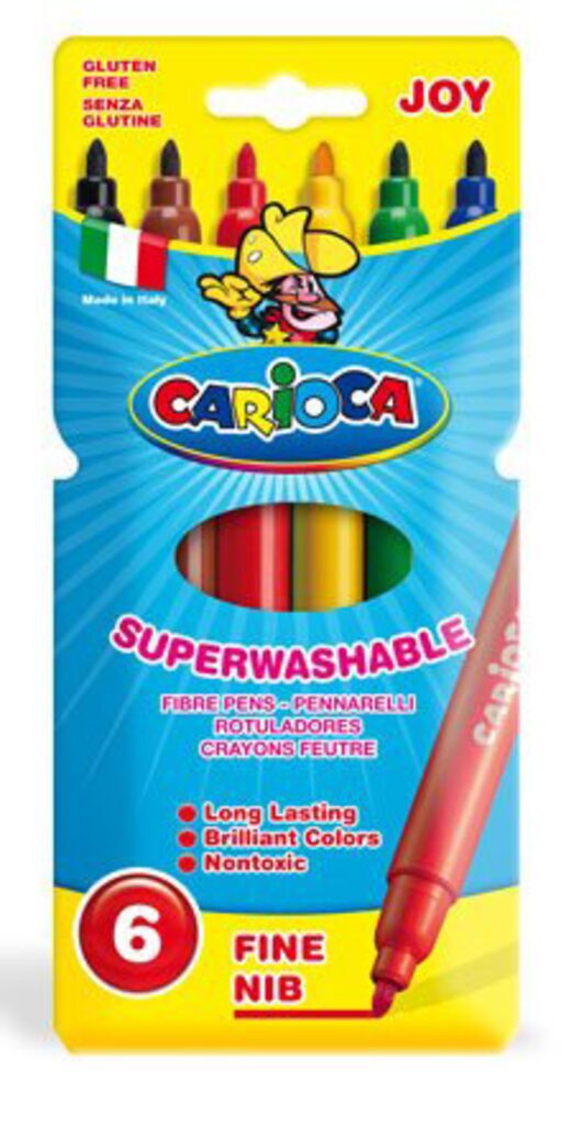 Фломастеры   6цв "Carioca Joy. Superwashable", картон.конверт