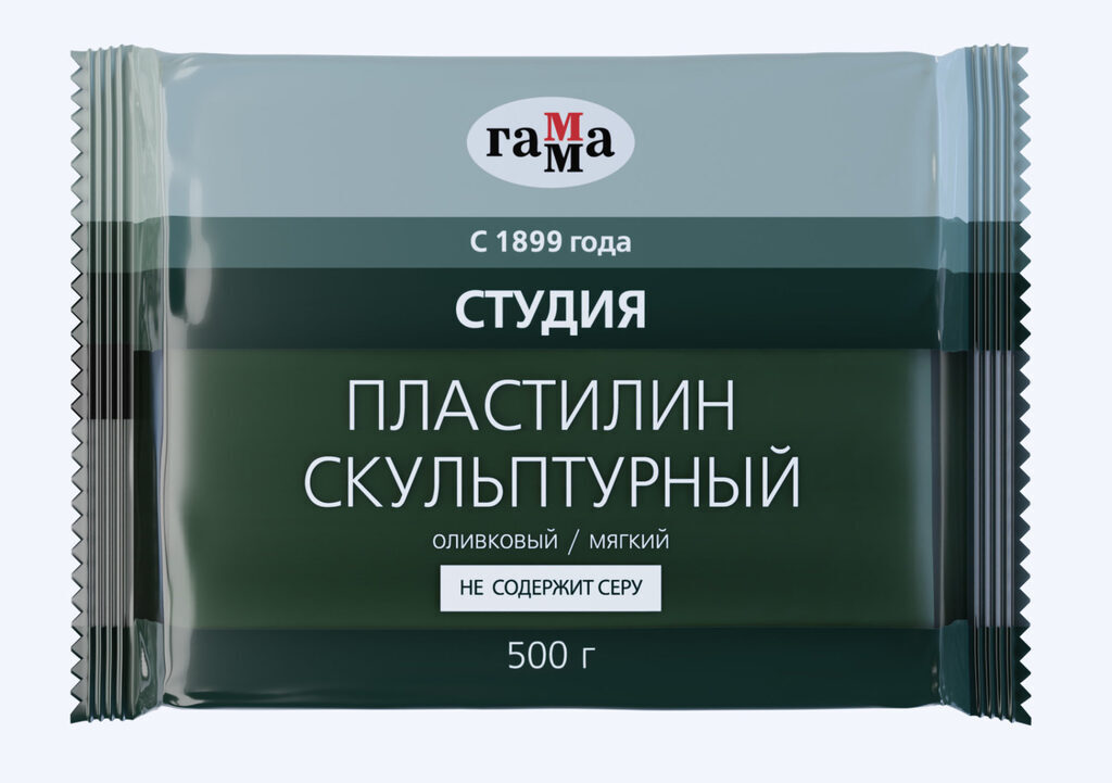 Пластилин скульптурный 500гр. мягкий, оливковый Студия