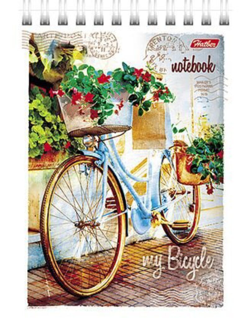 Блокнот А6  80л гребень "Лето на велосипеде" без линовки