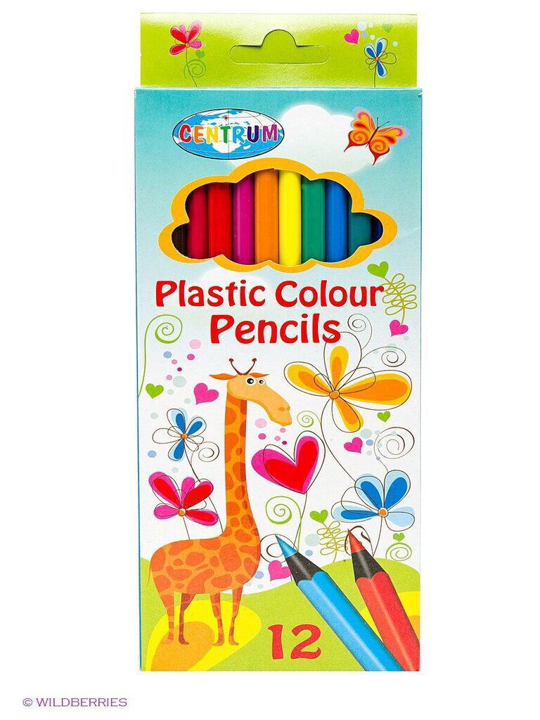 Карандаши цвет. 12цв "Giraffe" трехгранные, пластиковые