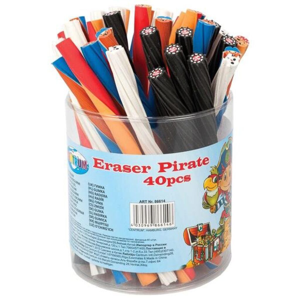 Ластик  Пираты, в форме спирали, можно резать, в стакане