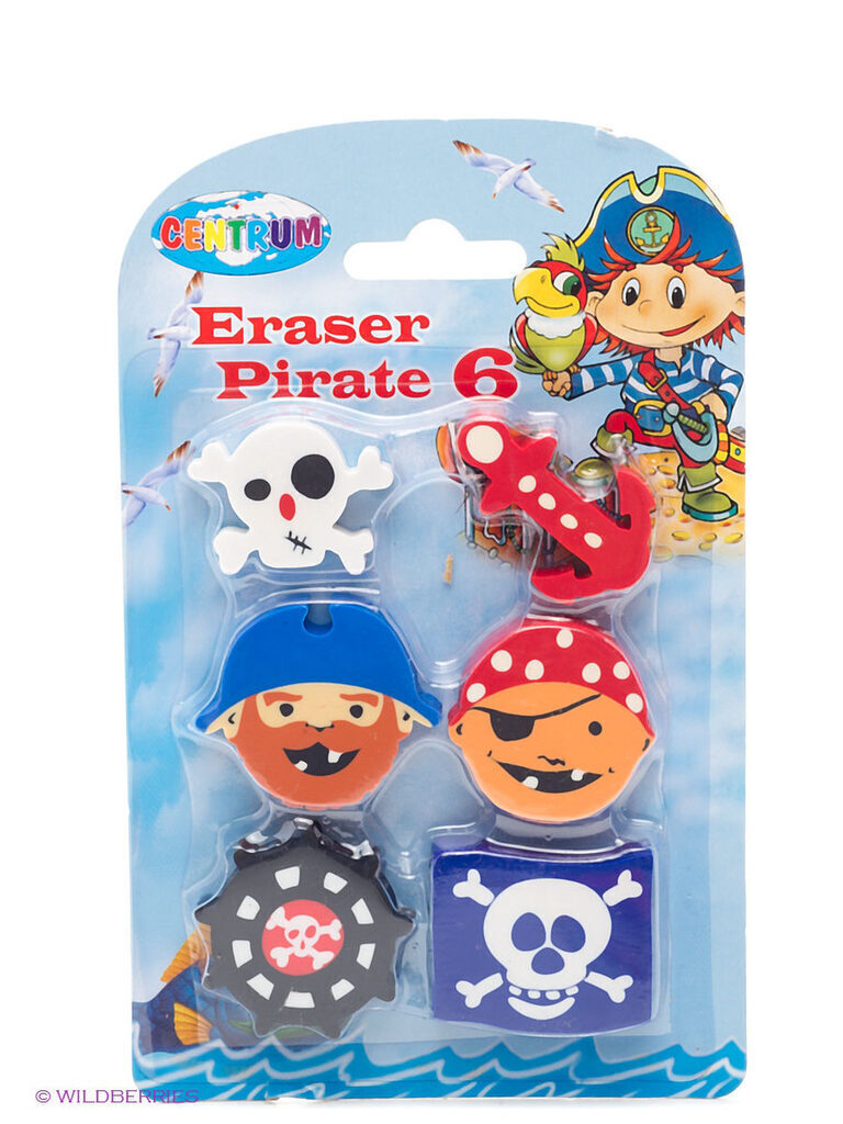 Ластик  Пираты, 6шт/блистер