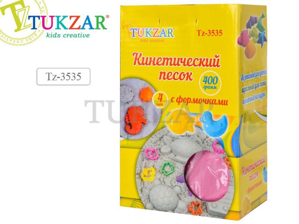 Песок кинетический для лепки, цветной, 400 гр с формочками, карт.кор.