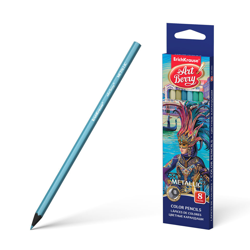 Карандаши цвет.  8цв  Erich Krause METALLIC, металлик