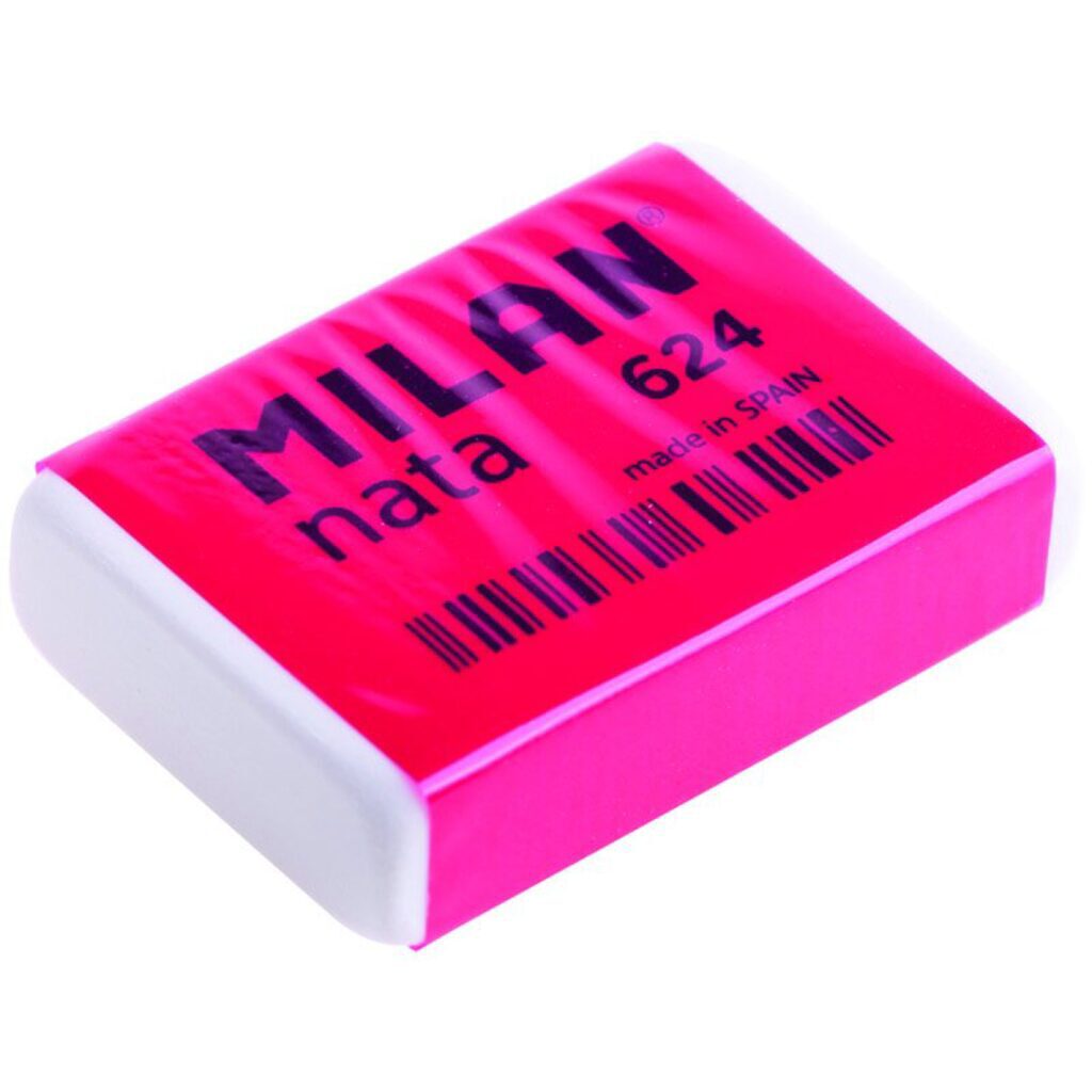 Ластик MILAN "Nata 624" прямоугольный, пластик, картонный держатель