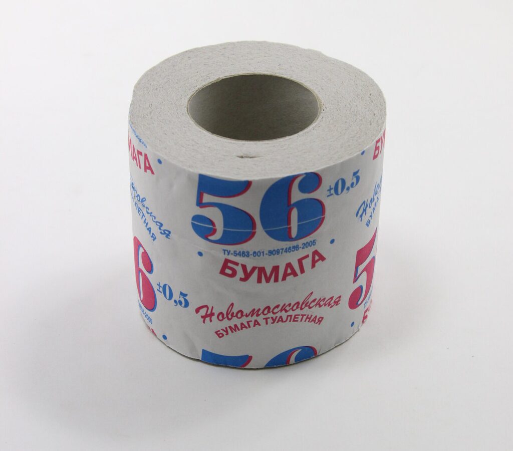Туалетная бумага однослойная "56 метров" на втулке