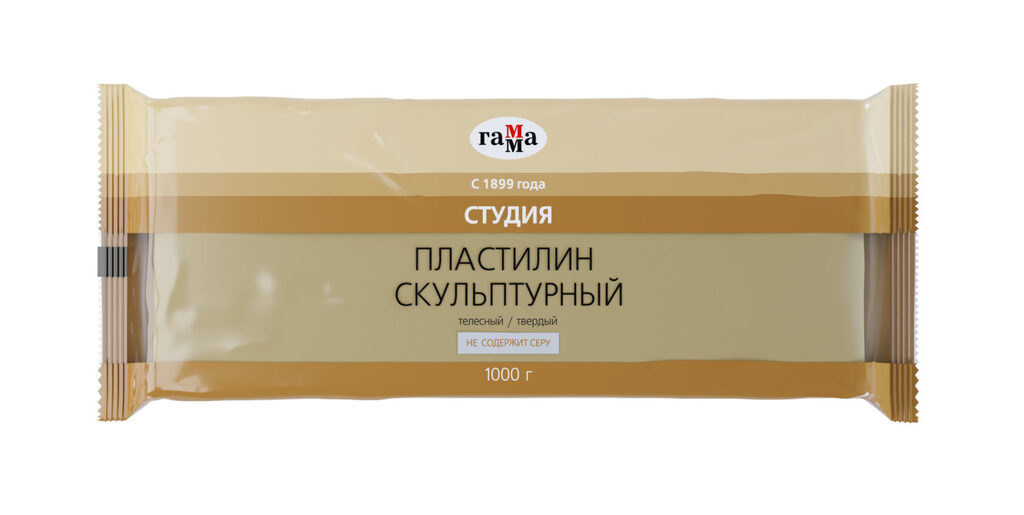 Пластилин скульптурный 1кг твердый, телесный Студия