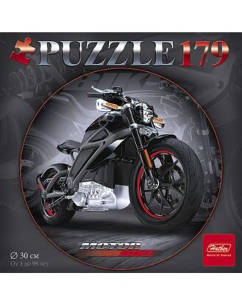 Пазлы КРУГЛЫЕ D=300мм, 179 элементов "Black motorbike"