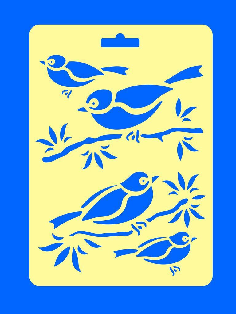 Трафарет № 29 "Птицы на ветках" 14*20 см