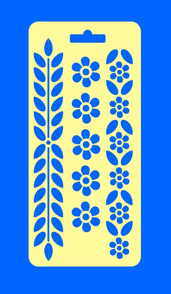 Трафарет №33 Цветы, листья 9*20 см